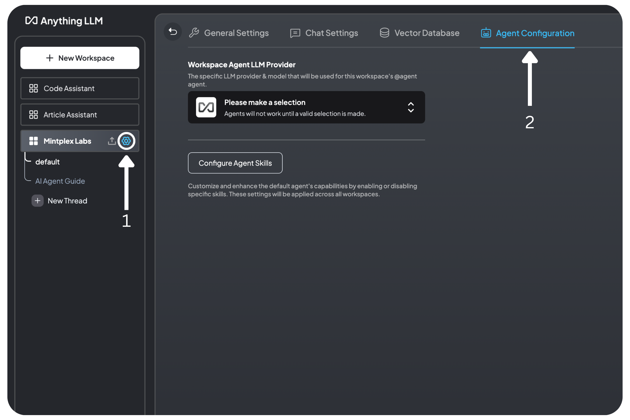 TeamplGPT Agent Configuration Menu