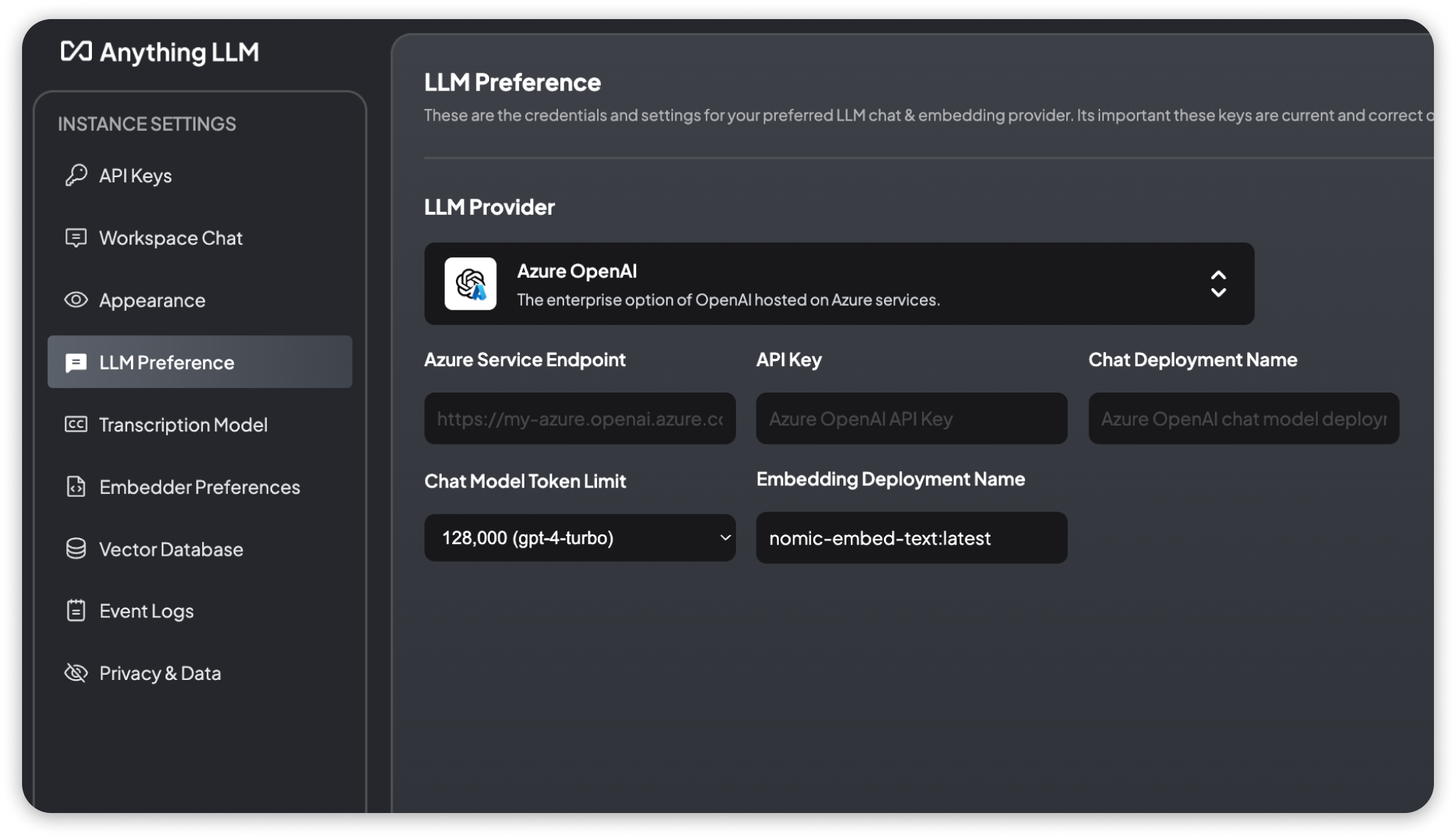 Azure OpenAI LLM 설정